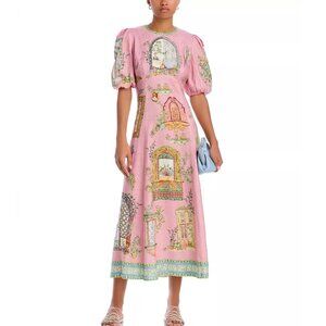 Alemais Monte Pink Linen Midi Dress